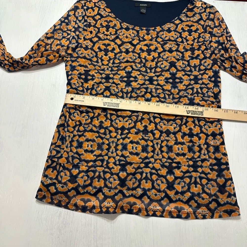 Alfani Women’s Multicolor Nylon Abstract Print Blouse | Size L | 3/4 Sleeve - Picture 3 of 7